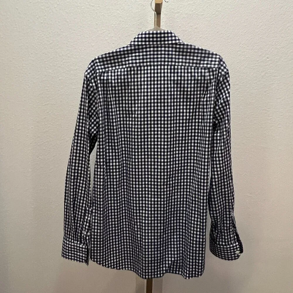 J. Crew Navy Blue Thompson check button down shirt size 16-16.5 L